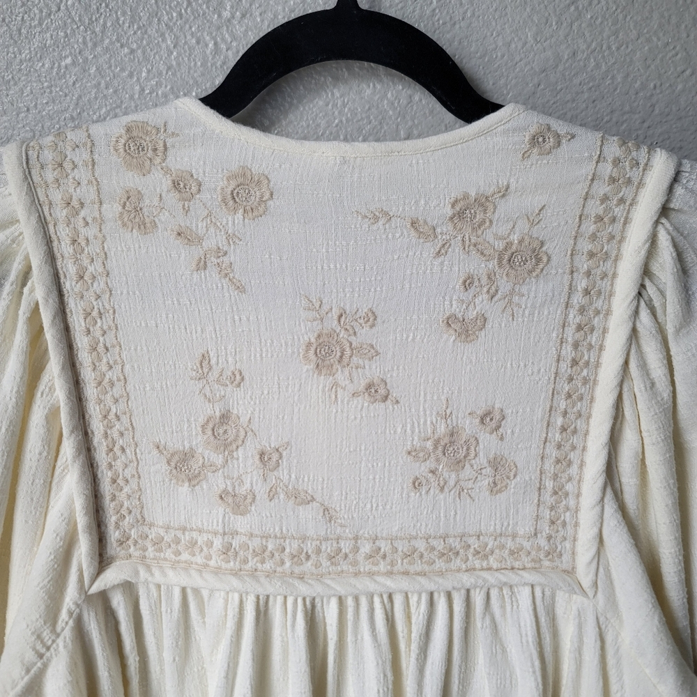 Unsubscribed NWT 3100 Crafty Embroidered Boho Mini Dress Size 2 In Soft Muslin - Picture 9 of 12